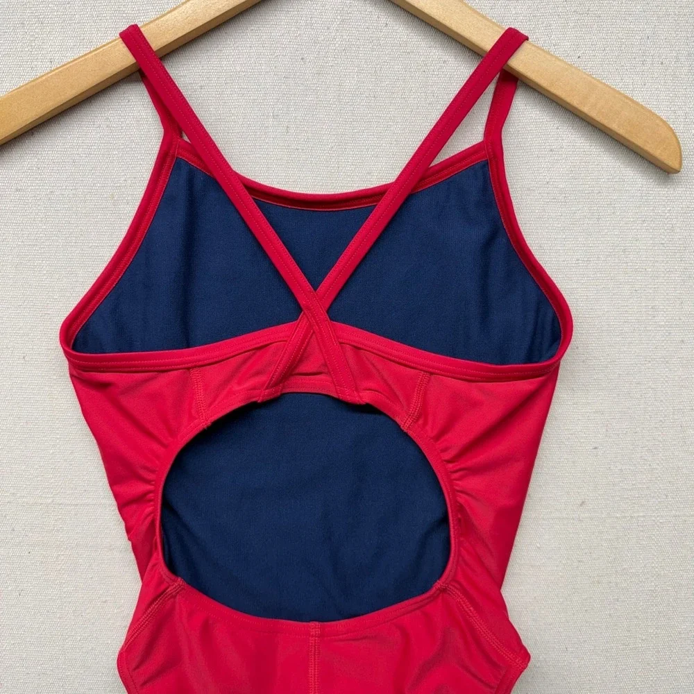 Girls Red Lifeguard One Piece Swimsuit‎ Guard+ Graphic Crossback Swim Suit